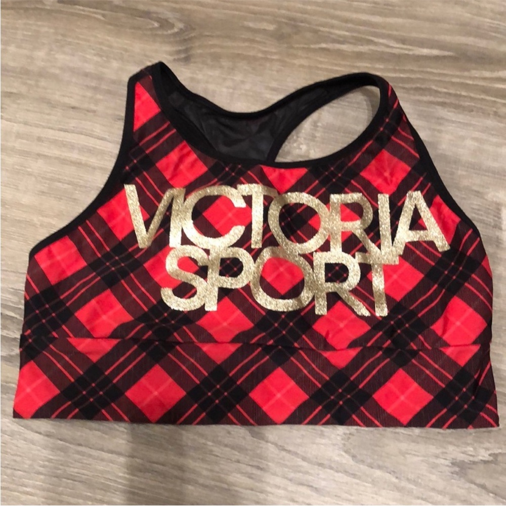* NWOT Victoria Sport Red Plaid Sports Bra